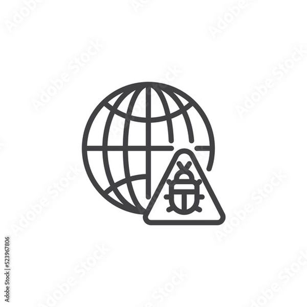 Fototapeta Internet cyber attack line icon