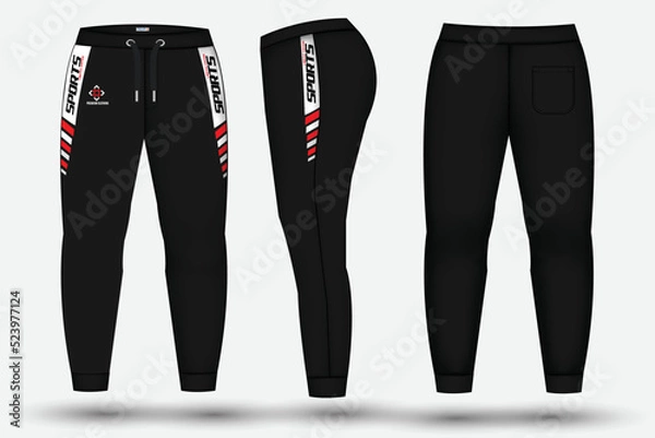 Fototapeta  Trouser design template for technical fashion illustration and trousers pant design for Sweatpants design and mockup