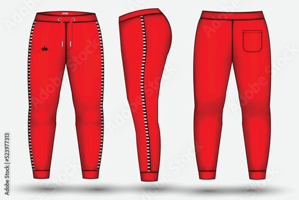 Fototapeta Trouser design template for technical fashion illustration and trousers pant design for Sweatpants design and mockup