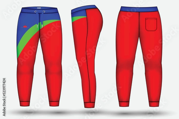 Fototapeta  Trouser design template for technical fashion illustration and trousers pant design for Sweatpants design and mockup