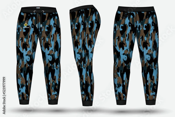 Fototapeta camouflage Trousers pant design template and technical fashion illustration for trouser design and  Mockup