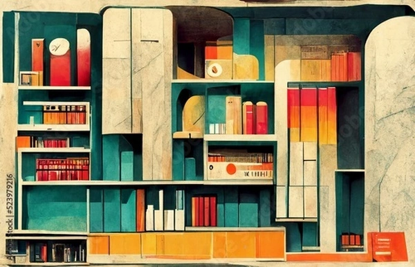 Obraz オシャレな本棚の抽象画