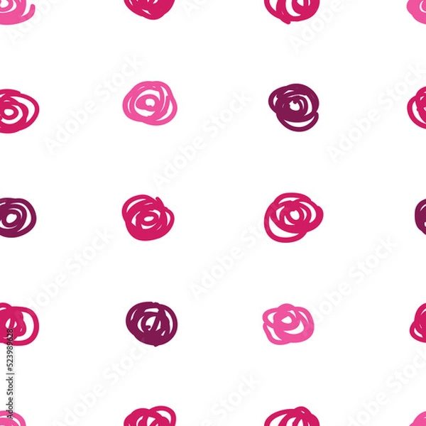 Obraz Scribbled pink polka dot seamless vector pattern