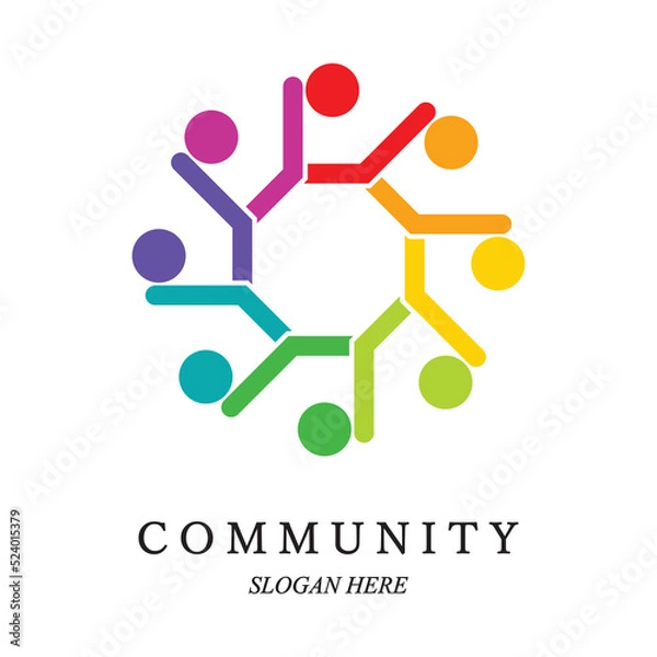 Fototapeta Team work logo template Concept of community friendship unity vector illustration