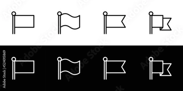 Fototapeta Flag icon set. Flat design icon collection isolated on black and white background.