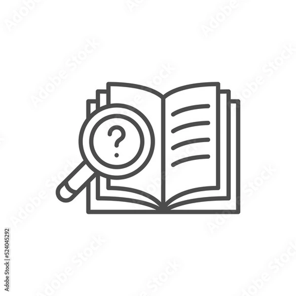 Fototapeta Book with magnifying glass icon, Vector illustration. Open book with magnifying glass icon, Book Search Vector Icon