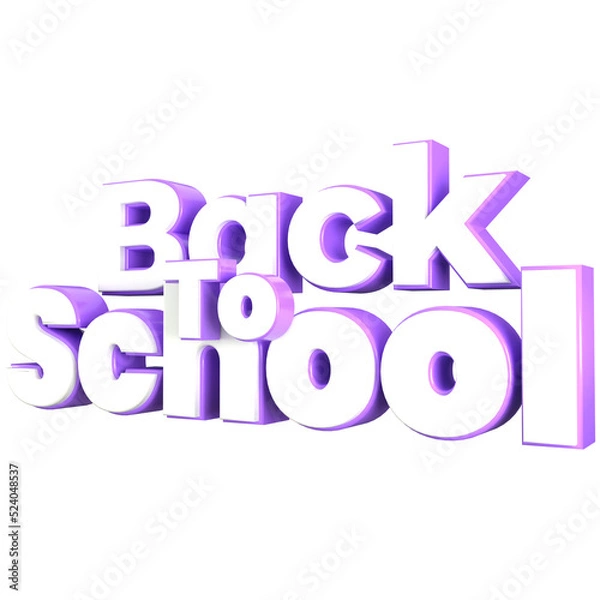Fototapeta Back to school 3d lettering, for UI, poster, banner, social media post. 3D rendering