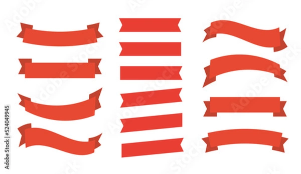 Fototapeta Curved red banner ribbon vector. Ribbon Banners simple flat design