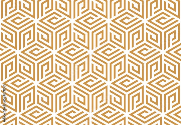 Obraz Abstract geometric pattern. A seamless vector background. White and gold ornament. Graphic modern pattern. Simple lattice graphic design