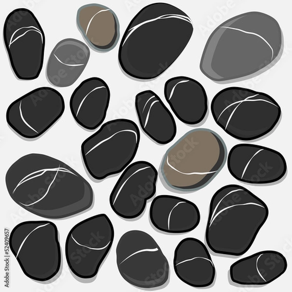 Obraz Dark pebbles on a white background