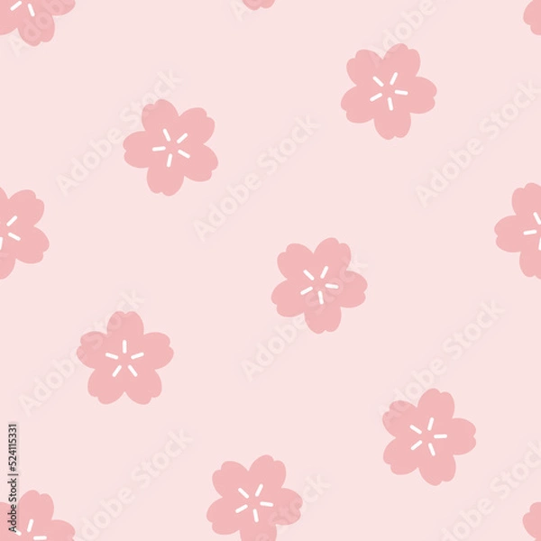 Fototapeta Seamless pattern with Japanese Sakura flowers. Traditional print with cherry blossoms.