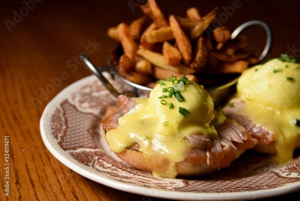 Fototapeta close up on poached egg 