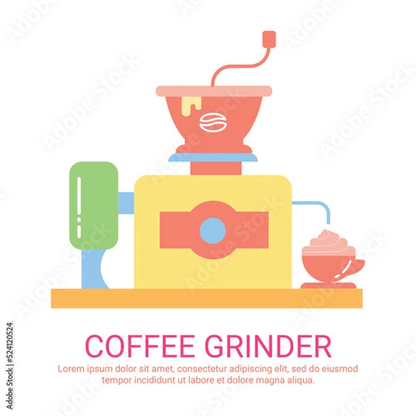 Fototapeta Coffee Grinder icon. Flat vector design. Can be used for web and mobile
