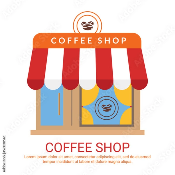 Fototapeta Coffee shop icon. Flat vector design. Can be used for web and mobile.