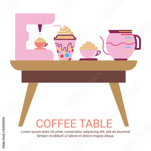 Fototapeta Coffee table icon. Flat vector design. Can be used for web and mobile.