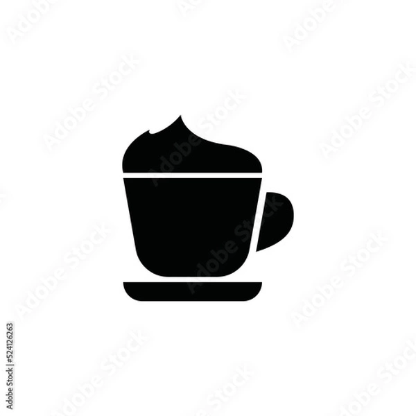 Fototapeta Cappuccino icon. Black filled style. Can be used for web and mobile.