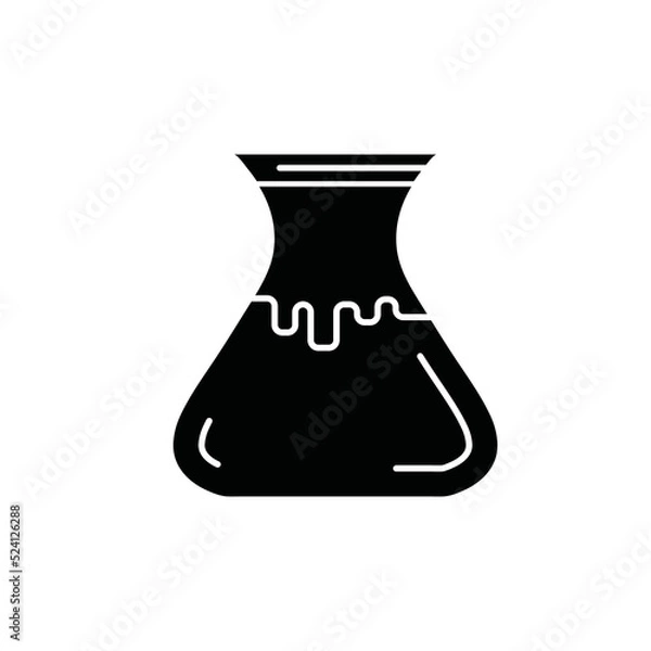 Fototapeta Chemical test tube vector icon. Flask black filled style symbol. Can be used for web and mobile.