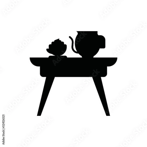 Fototapeta Food table vector icon. Black filled style. Can be used for web and mobile.
