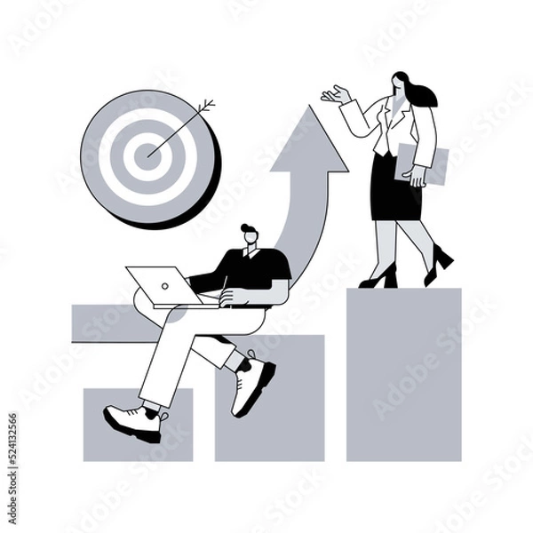Fototapeta Corporate ladder abstract concept vector illustration. Corporate culture, scaffolding, employment hierarchy, climb up career ladder, employee personal growth, high position abstract metaphor.