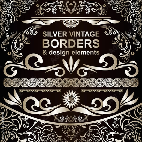 Obraz Silver vintage Borders and design elements