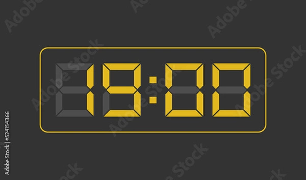 Obraz 19:00, Digital clock number. Vector illustration.