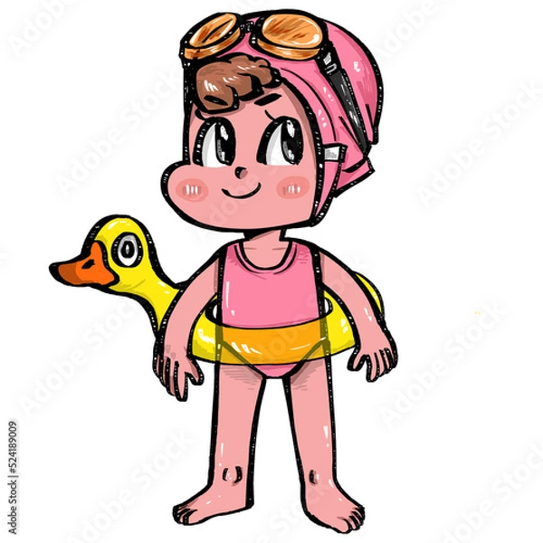 Fototapeta swimming child with a duck