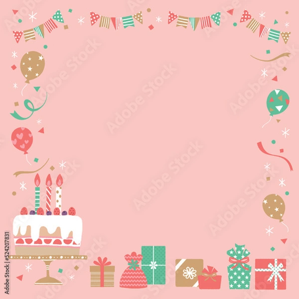 Obraz 誕生日ケーキのイラスト　フレーム