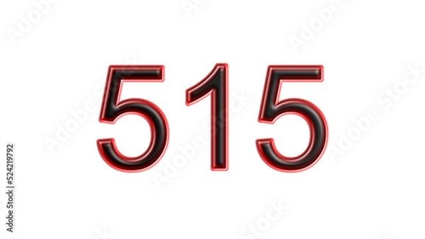 Fototapeta red 515 number 3d effect white background