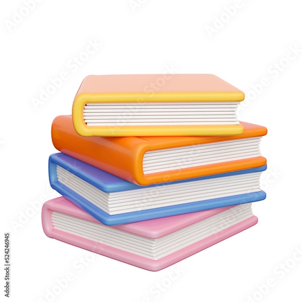 Fototapeta 3d books stack. Education, learning, studying and information concept. Realistic 3d high quality render. Isolated