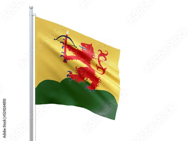 Fototapeta Kronobergs (county in Sweden) flag waving on white background, close up, isolated. 3D render