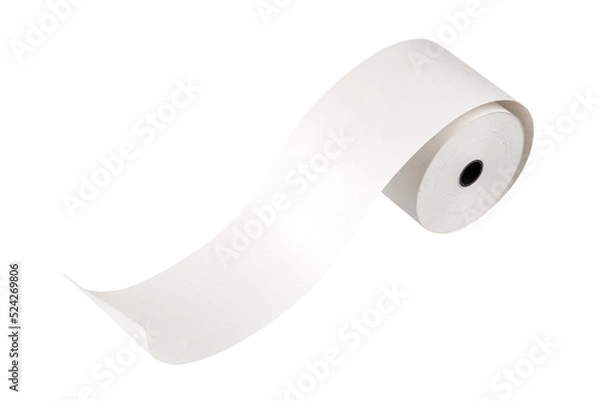 Obraz Paper roll for use in cashier machine, refill. Isolated.