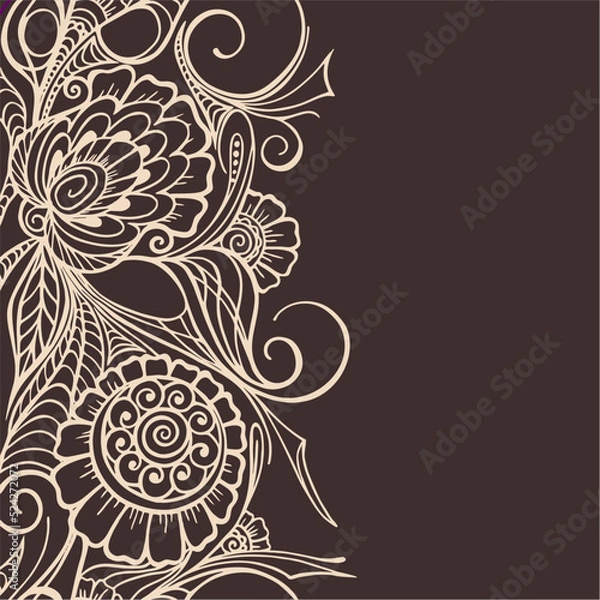 Fototapeta beige graphic pattern on brown background, seamless pattern border, texture, design