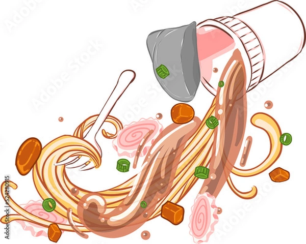 Obraz instant noodle cup flying