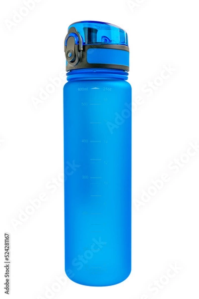Obraz Sport blue plastic water bottle with capacity for 600ml.
