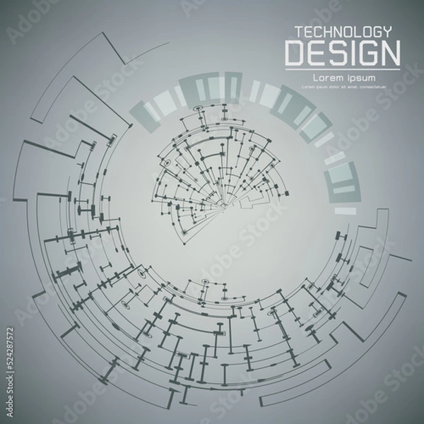 Fototapeta Vector illustration Abstract futuristic eyeball on circuit board
