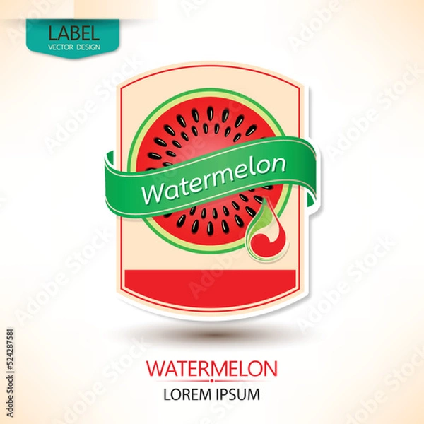 Fototapeta Watermelon juice label vector design