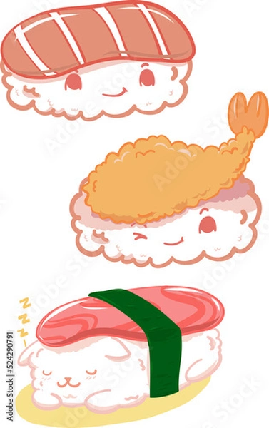 Obraz sushi cute set