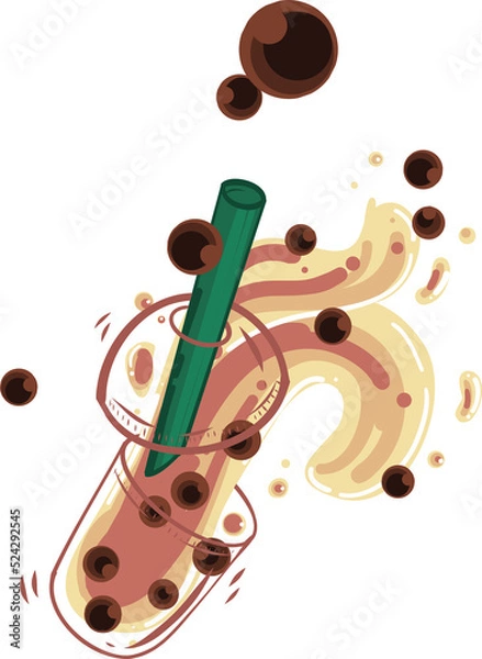 Obraz Matcha and brown sugar bubble milk tea 