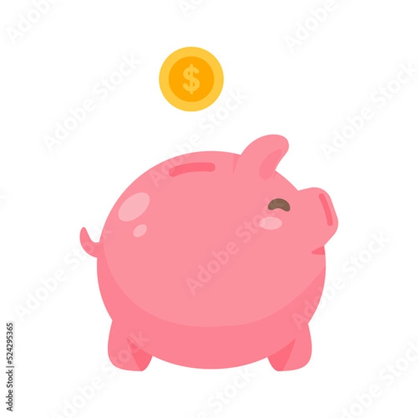 Fototapeta piggy bank and dollar coin Ideas for saving money for the future