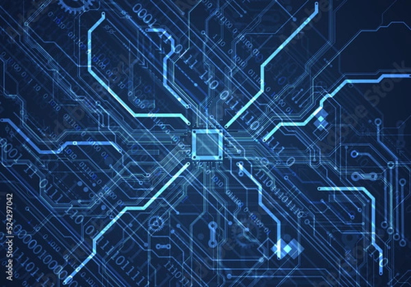 Fototapeta CPU concept. Circuit board. Technology background.