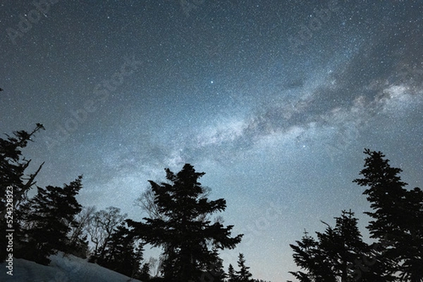 Obraz 雪山と天の川