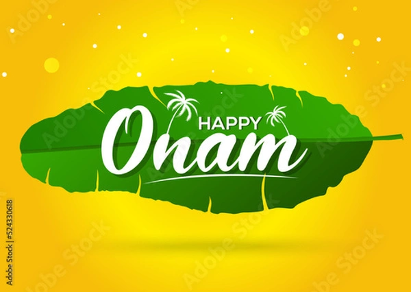 Obraz Happy Onam Banner, Logo design, Sticker, Concept, Greeting Card, Template, Icon, Poster, Unit, Label, Festival of South India 