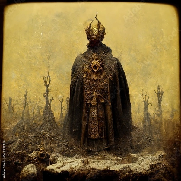 Fototapeta Digital art of inorganic evil bishop, 3d illustration