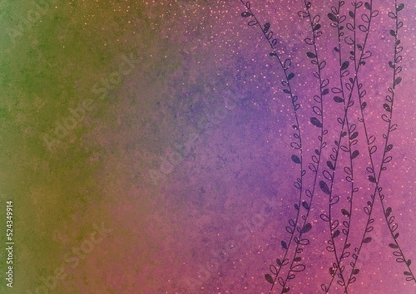 Obraz Lilac green pink antique old vintage background with blur, gradient and watercolor texture. Space for artistic creativity and graphic design. Grunge texture. Background paper texture.