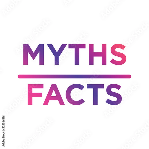 Fototapeta Myths facts. Vector icon. Colorful gradient inscription isolated on white backdrop