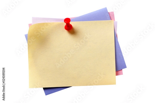 Obraz Various colors yellow oblong sticky post it note pushpin isolated transparent background photo PNG file