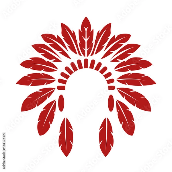 Obraz red indian War bonnets  icon vector illustration flat logo design