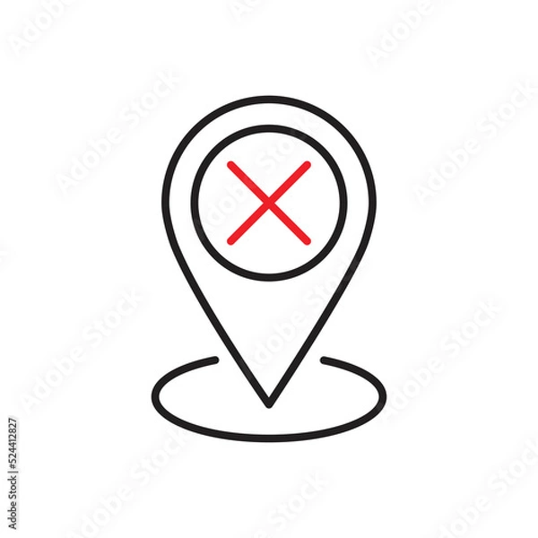 Fototapeta Delete map marker icon design. Closed Marker symbol isolated on white background. vector illustration