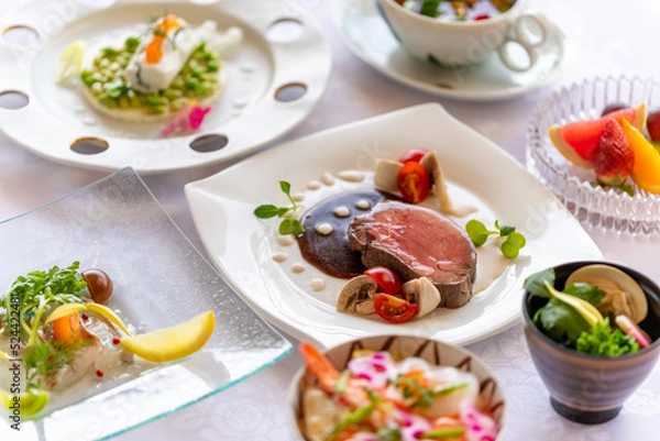 Obraz レストランのコース料理