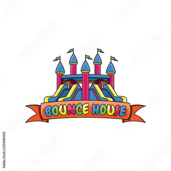 Fototapeta A fun and fun inflatable bounce house logo perfect for a bounce house rental business. It can attract both kids and adult customers with its colorful design.